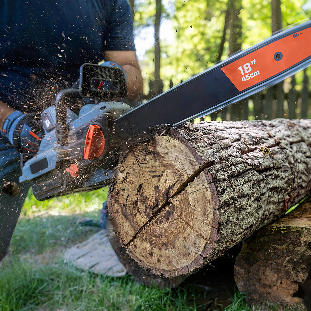 60V Cordless Chainsaw 16-Inch, Brushless Motor, 4Ah Battery & Charger