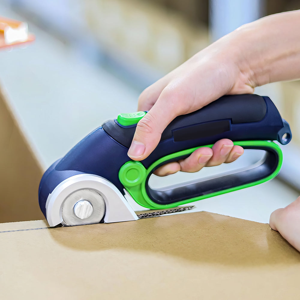 4V Cordless Electric Scissors, Cardboard Cutter with 2 Blades & USB Charging
