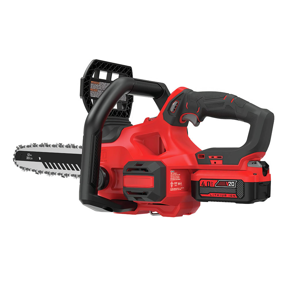 V20 Cordless Chainsaw 12-Inch, 4.0Ah Battery & Charger, Auto-Oiling