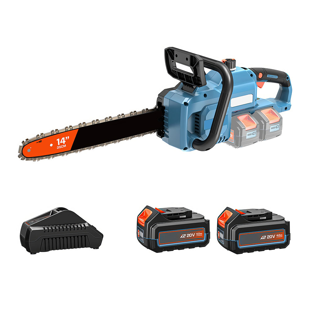60V Cordless Chainsaw 16-Inch, Brushless Motor, 4Ah Battery & Charger