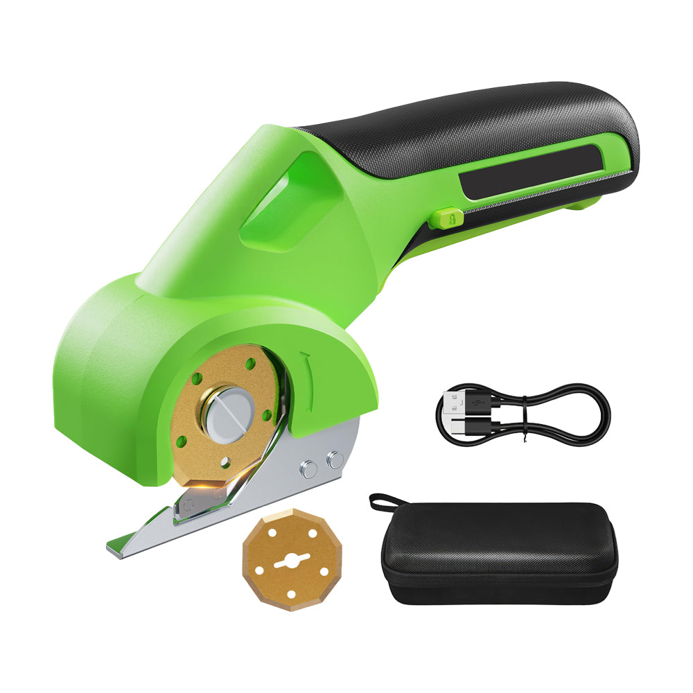4V Cordless Electric Cardboard Cutter, 2 Titanium Blades, LED & Safety Lock