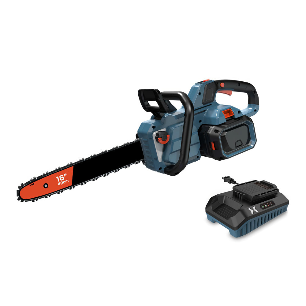 60V Cordless Chainsaw 16-Inch, Brushless Motor, 4Ah Battery & Charger