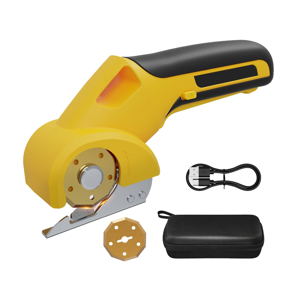 4V Cordless Electric Cardboard Cutter, 2 Titanium Blades, LED & Safety Lock