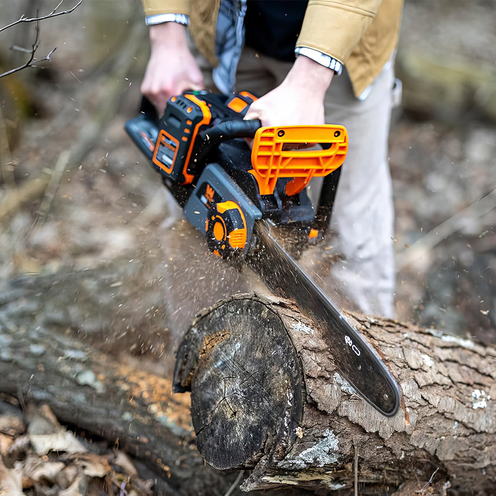 Cordless Electric Chainsaw 16-Inch, 40V Brushless Motor, 4Ah Battery