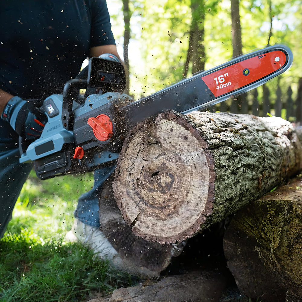 60V Cordless Chainsaw 16-Inch, Brushless Motor, 4Ah Battery & Charger